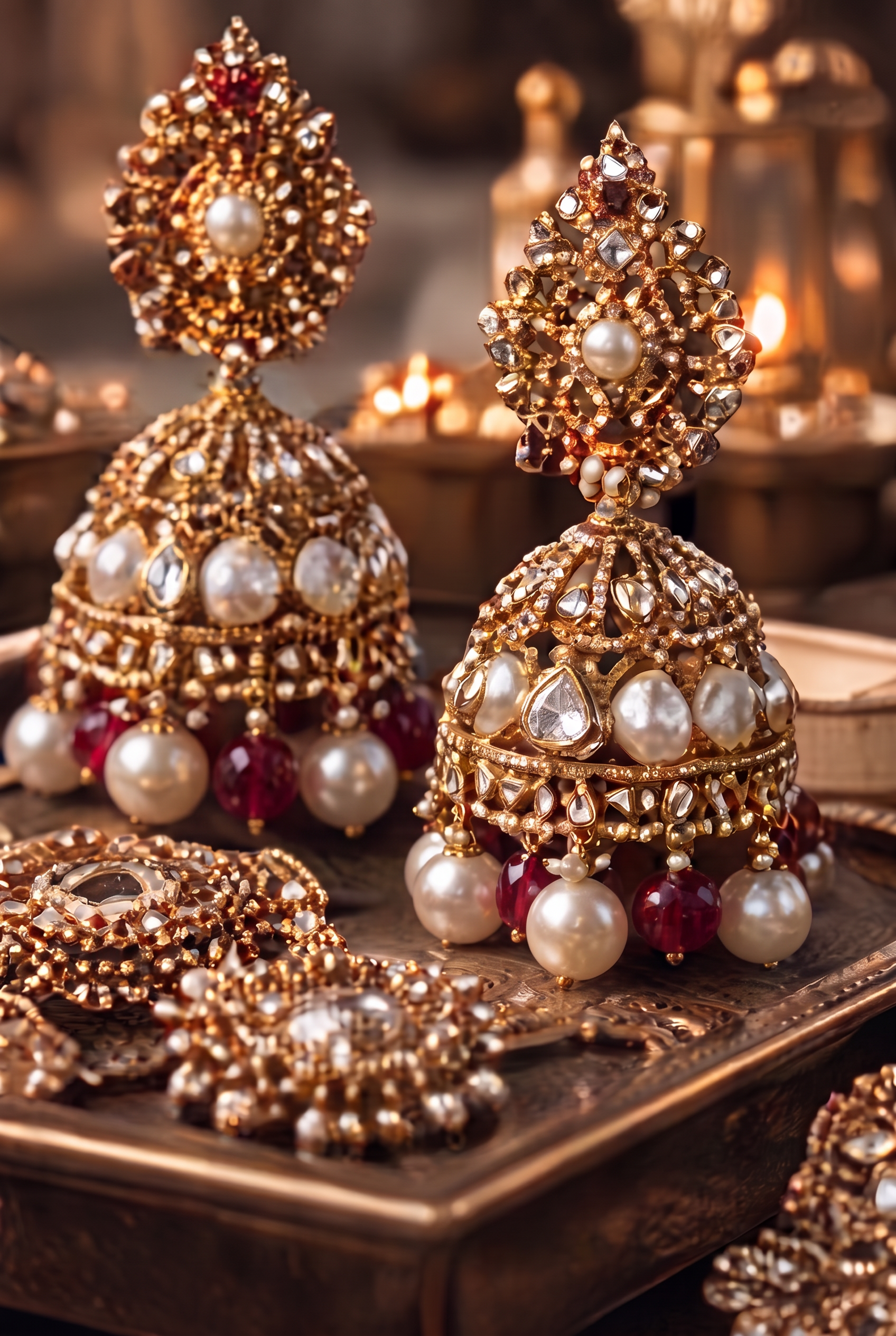 Statement jewellery in gold and pearl