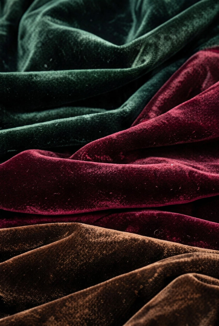 Emerald and wine velvet drapes